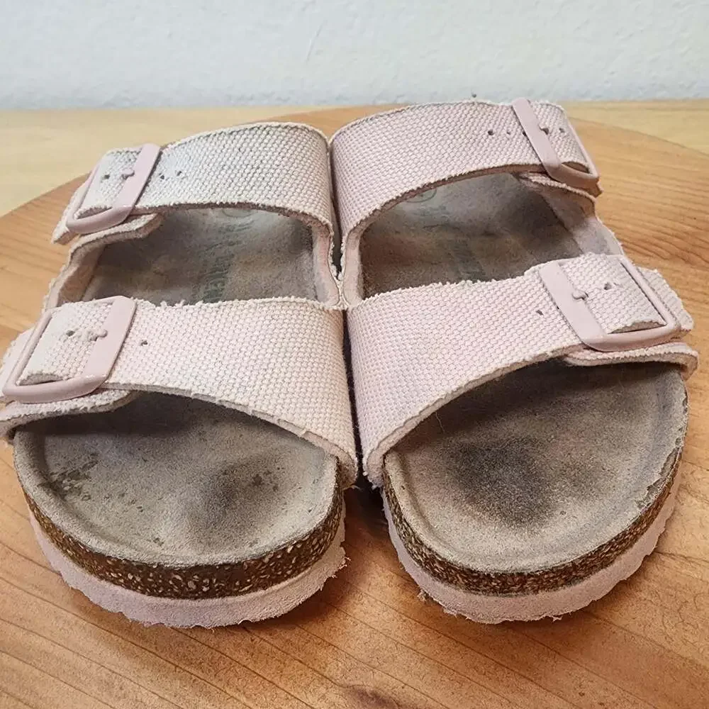 Birkenstock Arizona Sandals Kids Size 13 EU31 Pink Canvas Vegan Buckle